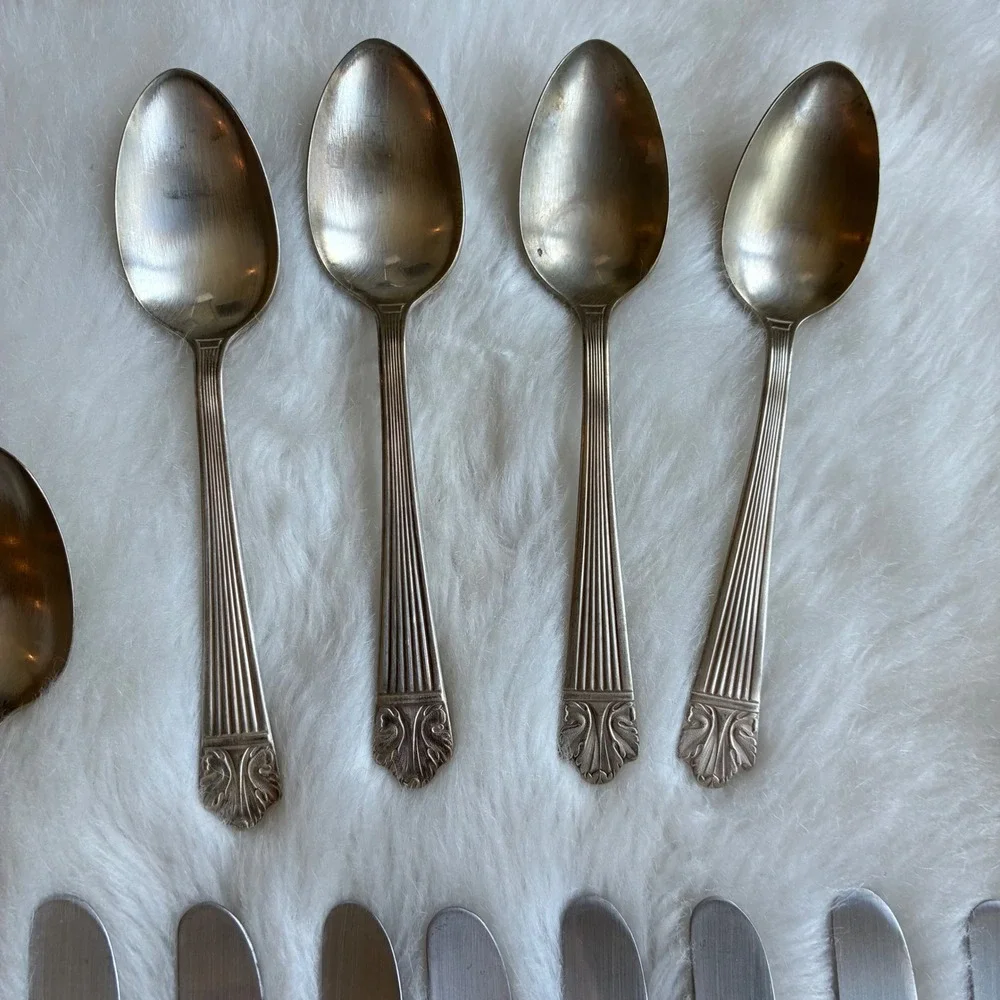 Vintage Lady Esther Queen Esther Silverplate Flatware 36pc Set 1935 Art Deco